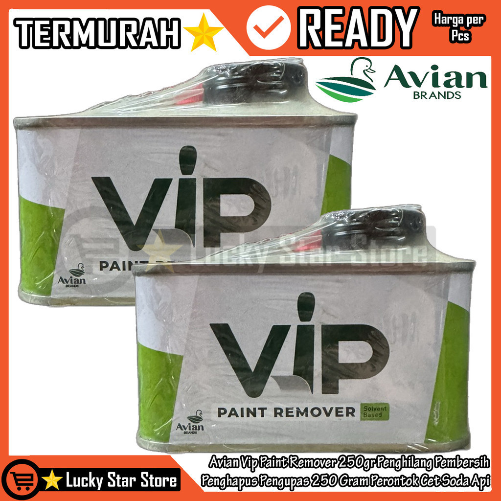 

Avian Vip Paint Remover Penghilang Pembersih Penghapus Pengupas 250 Gram Gr 250gr Perontok Cet Soda Api Menghilangkan Mengelupaskan Cat Enamel Lacquer Baking Printing Politur Vernis Besi Kayu minyak dinding tembok rontok kupas hapus