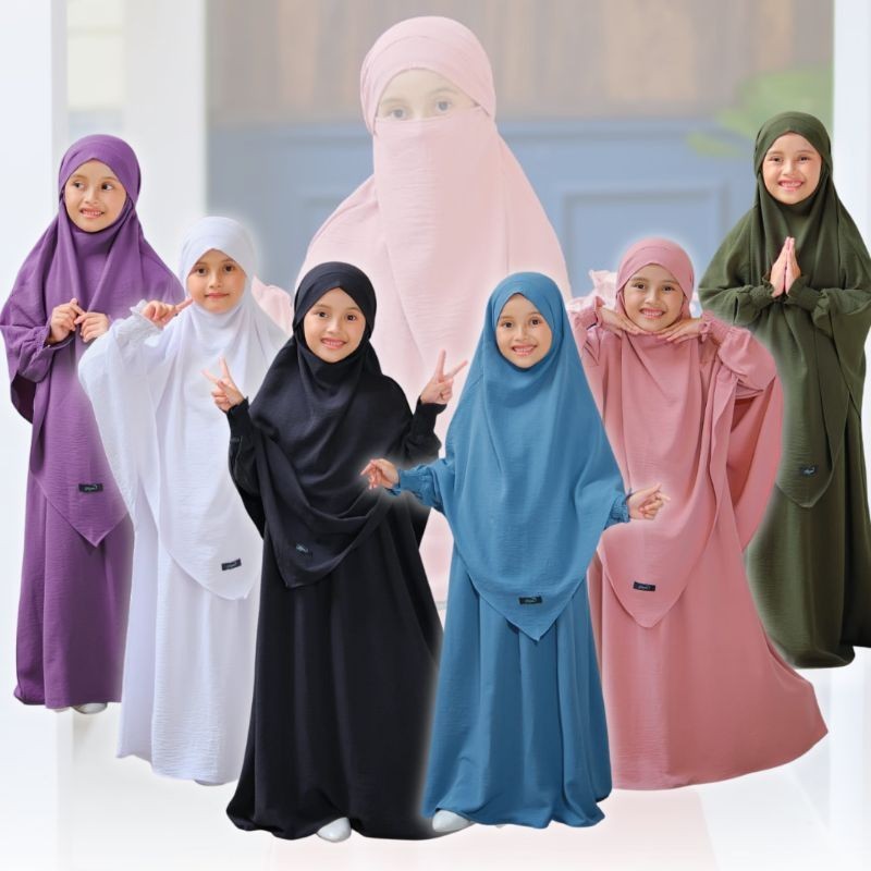 Malano Style - Gamis Anak Perempuan Syar'i Usia 3-12 Tahun Full French Khimar Set Cadar kids Terbaru
