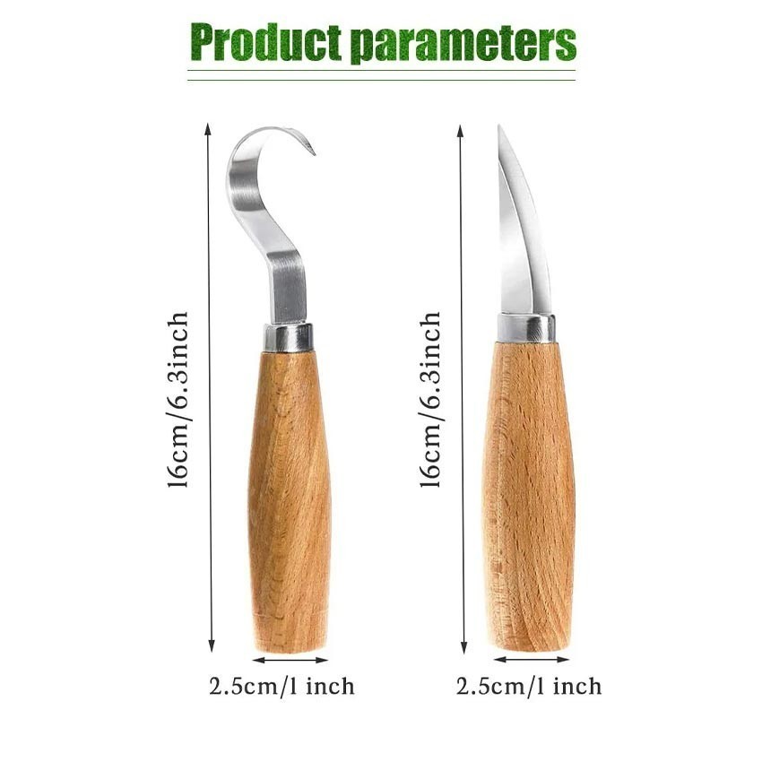 2Pcs/Set Wood Carving Knife Pisau Ukir Kayu Model U Alat Pahat Kayu Wood Carving Knife