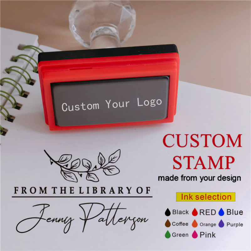 

Personalized Logo Self inking Stamp Customized Photosensitive ink Stamp Your design picture Custom Wedding address Library book