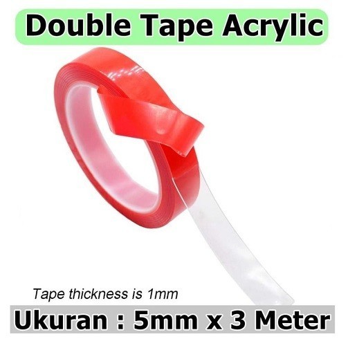 

GG05 Perekat Double Tape 3M Acrylic Transparan Daya Rekat Kuat Bening Merah - 5mm x 3M