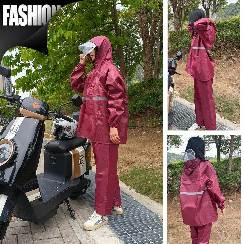 TIANMALLS Mantel Hujan Pria wanita Jas hujan fearless Red celana jas hujan waterproof Motorcycle YY