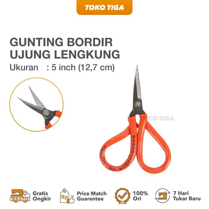 

Gunting Bordir Lengkung Model Kodok Ukuran 5 inch / Gunting Bordir Ujung Bengkok