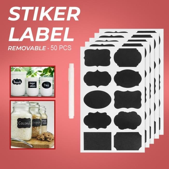 

ALLOYSEED Stiker Label Blackboard Papan Tulis Removable 50 PCS - TH002 Hitam