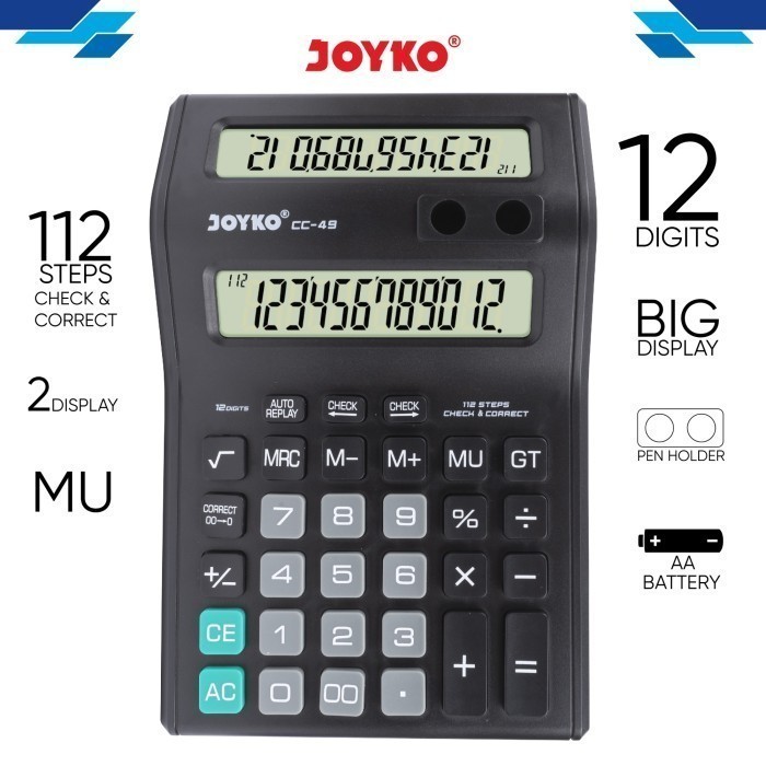 

JOYKO CC-49 Calculator 2 Display Layar LCD / Kalkulator 12 Digits CC49