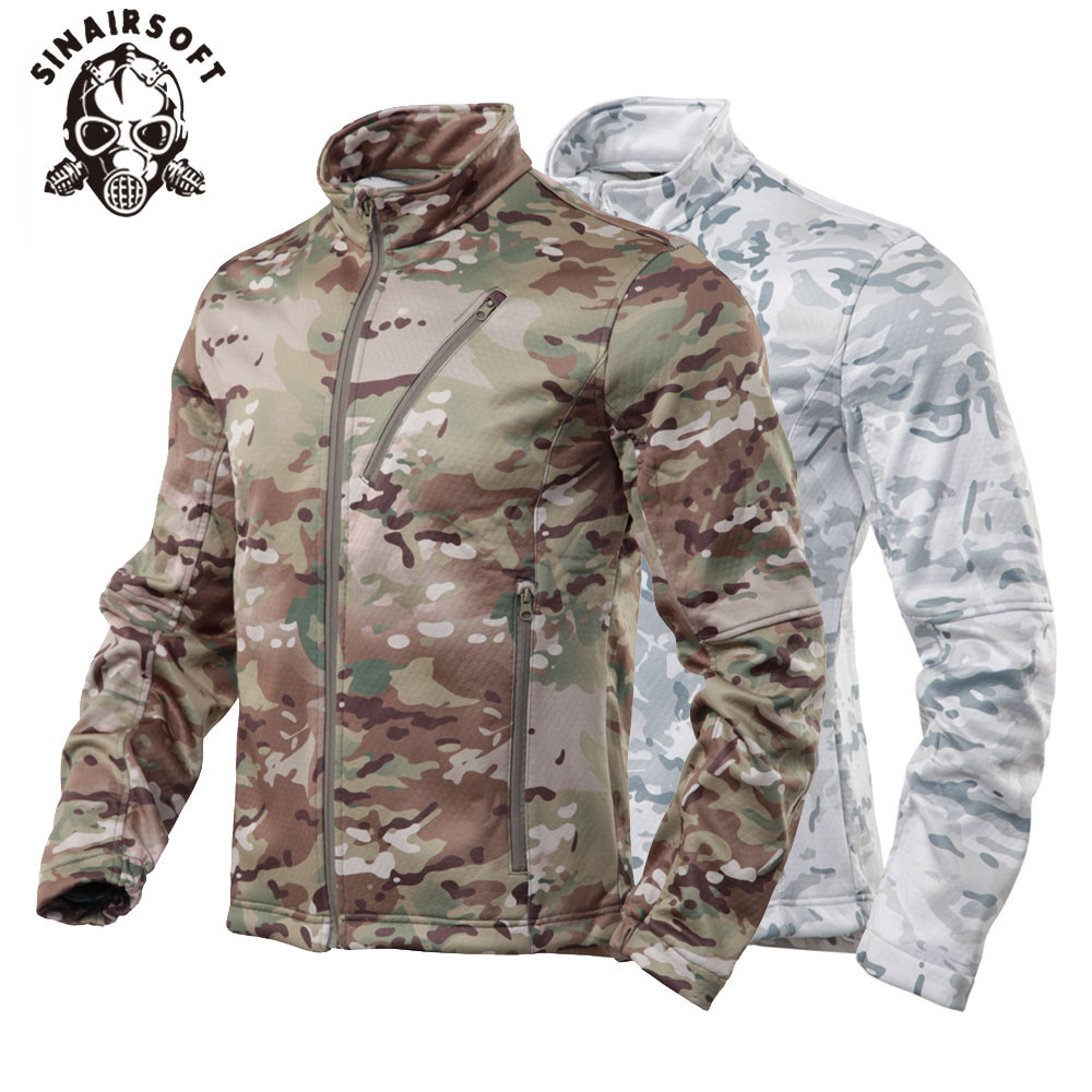 Winter Civilian Fleece Jacket Men Soft Shell Tactical Wearproof Camouflage Coat Airsoft Mountaineeri