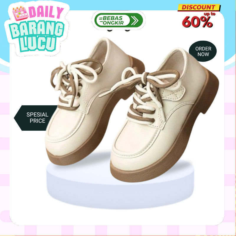 Sepatu Boot Pantofel Anak Perempuan Laki Laki Tali Two Tone Slip On Umur TK SD SMP F2023-2