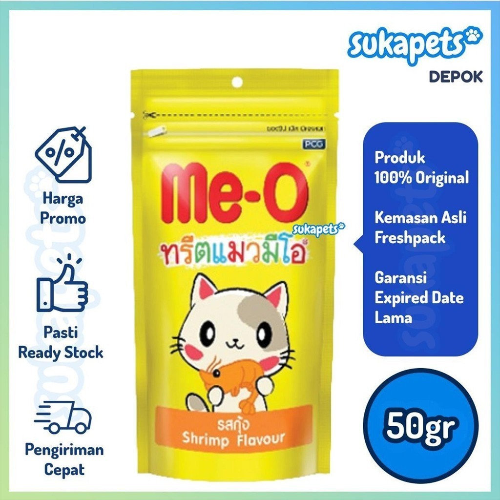 Meo Dry Cat Treats Snack Kucing Kering Rasa Shrimp 50gr