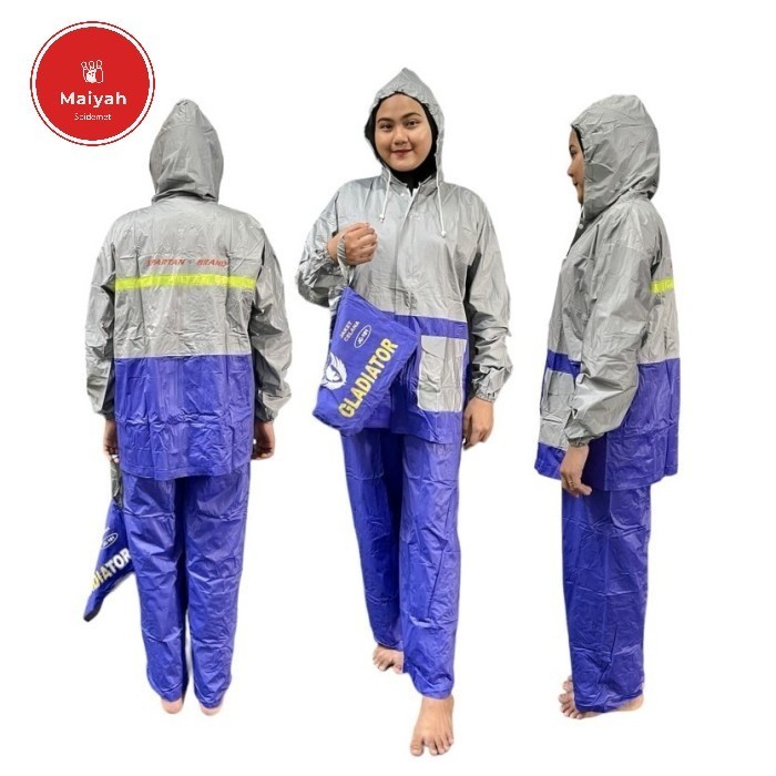 Jas Hujan Setelan Jaket Celana Spartan Gladiator JC-101 PVC Karet Kuat Elastis Ringan mantol matol m