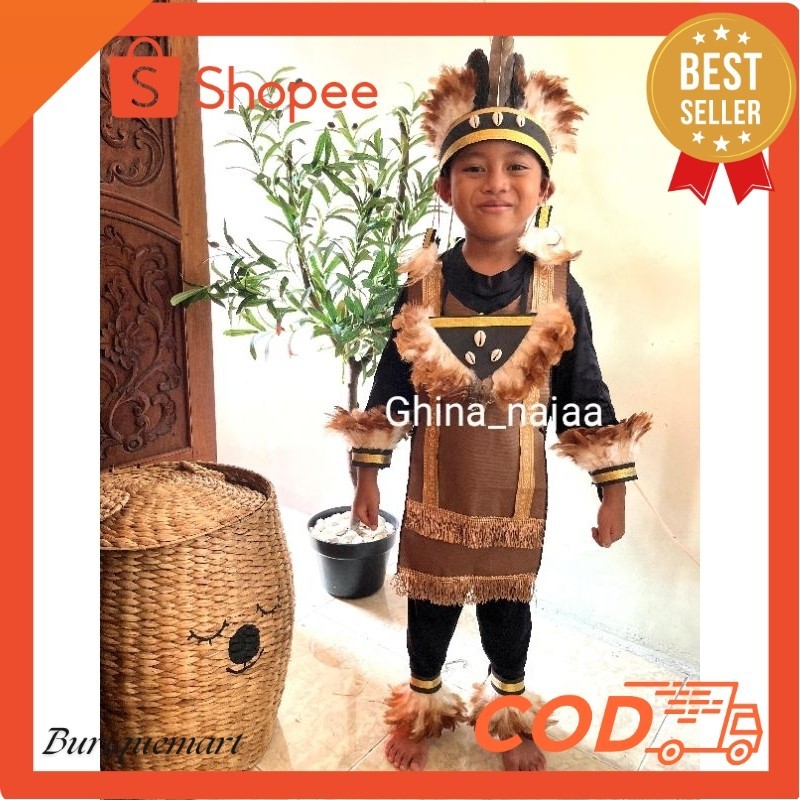 Kostum Dayak/Papua ANAK. Kostum karnaval/Tari Anak. (Hanya kostum) BRQ