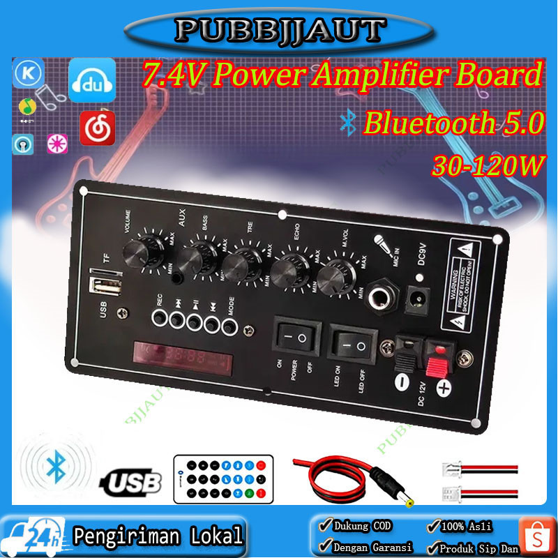 Bluetooth Amplifier Board 7.4V MP3 Mobil 30-120W Digital Bluetooth Amplifier Stereo Mendukung USB TF