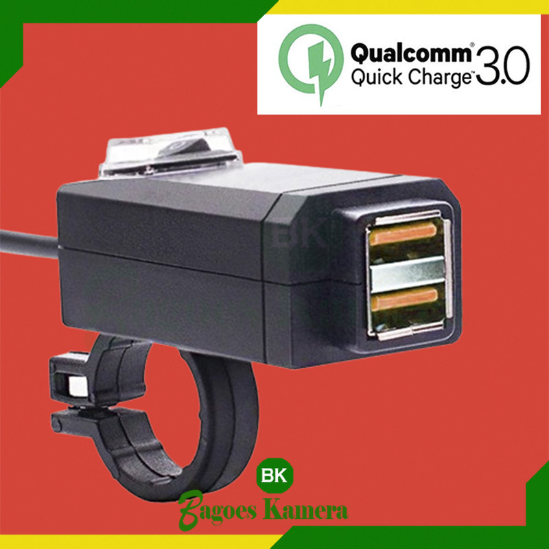 [BK] USB Charger Motor Sepeda 2 Port QC 3.0 Fast Charging Waterproof - Cas hp di motor charger hp mo