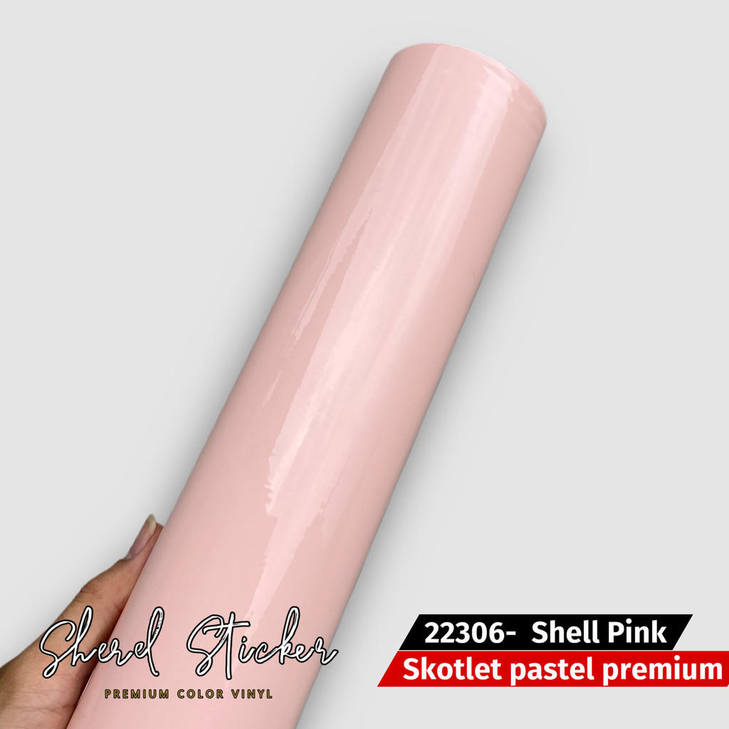 skotlet motor shell pink pastel  glossy sticker skotlet pink soft pastel glossy premium l 50cm x p 5