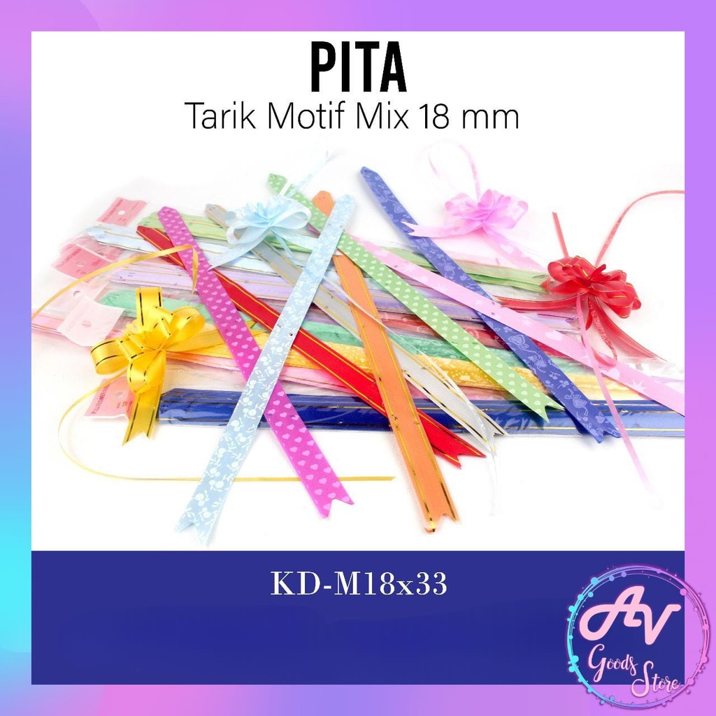 

1Pak Pita Tarik Motif isi 10pcs / Pita Serut / Pita Hias Kado 18mm 30mm
