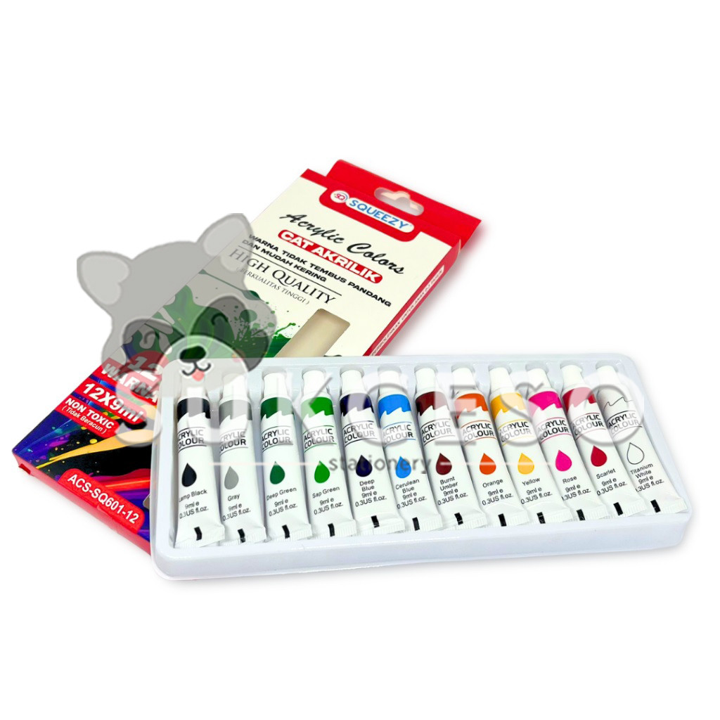 

SQUEEZY Acrylic Color Set 12 Warna ACS-SQ601-12 Cat Pewarna Akrilik Murah