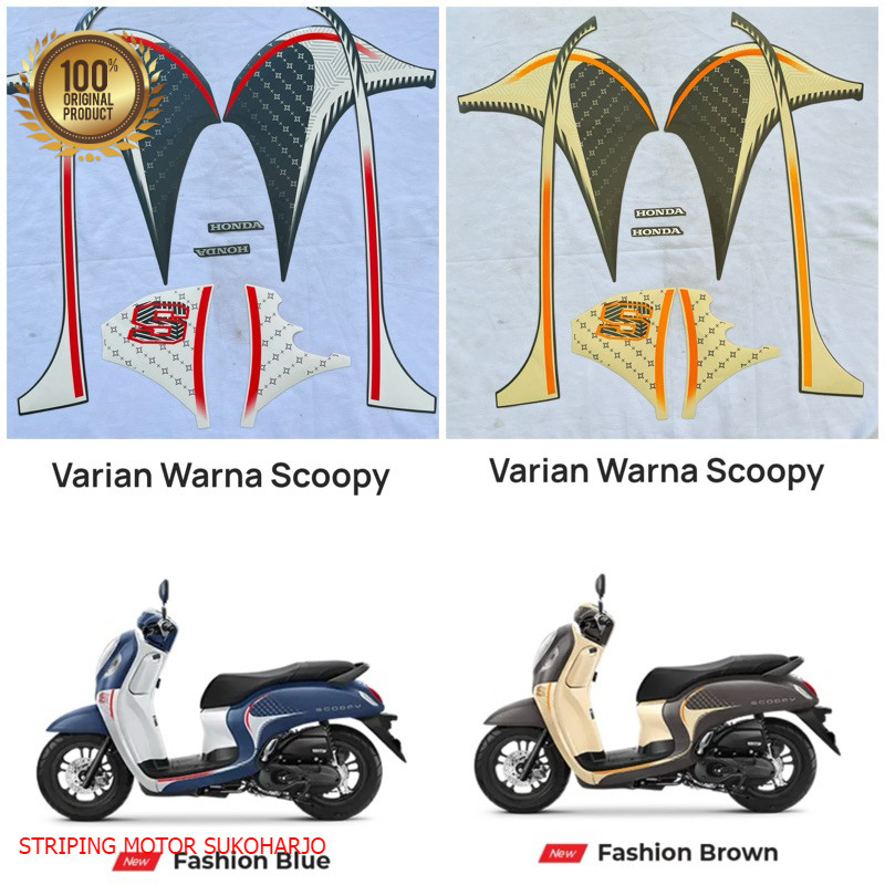 STIKER STRIPING BODY MOTOR HONDA SCOOPY FASHION 2024 kualitas original