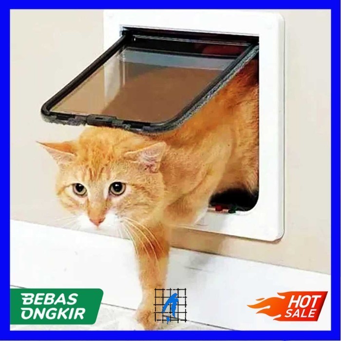

Pintu Kucing Anjing Flap Door Swing 4 Way Lock