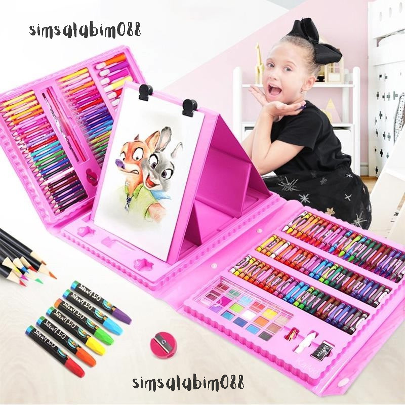 

new Crayon Warna 208pcs Set Alat Menggambar Melukis Anak-anak Crayon Cat Air Pensil Lkp hot promo 9.9