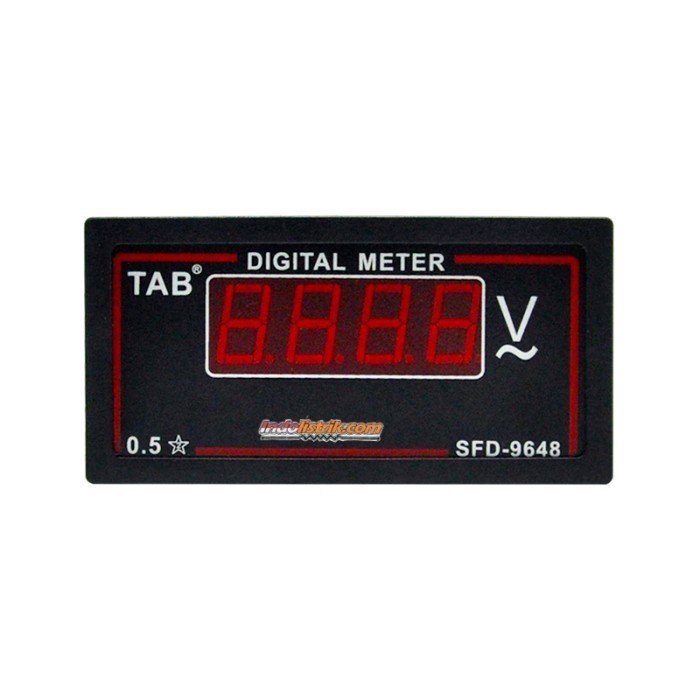 Voltmeter Digital AC 0 - 600V 96 x 48 mm TAB Volt Meter Berkualitas - Hitam