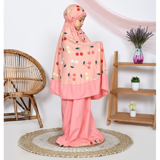 ✨BISA COD✨ - MUKENA ANAK KATUN CHERI SALEM RANSEL MUKENA ANAK BANDUNG MUKENAH ANAK  - XS