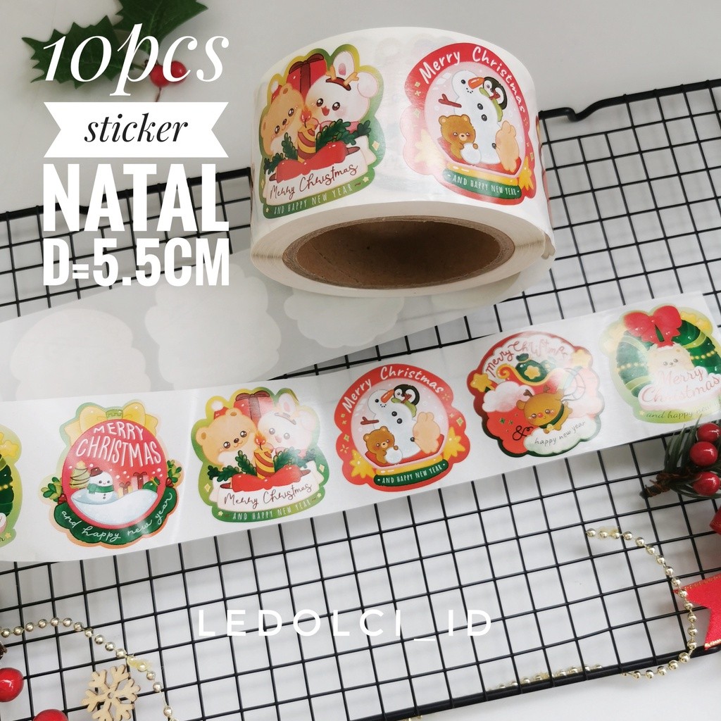 

(10 PCS) STICKER STIKER LABEL NATAL CHRISTMAS BESAR 5.5 CM