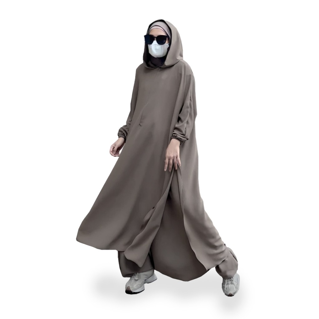 HOT Raihan Fashion - Mecca set hoodie sporty / Setelan Olahraga Wanita Muslim / Abaya Set / Bahan