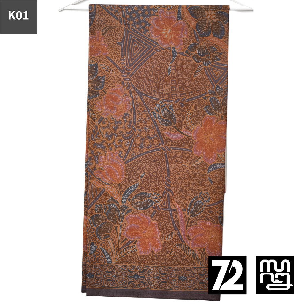 KAIN BATIK PREMIUM Bahan Katun Motif Kembang Fajar Warna Abu-Abu Elegan 725019 Cap 72 Jarik Jarit Sa