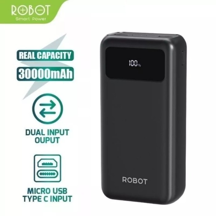PowerBank ROBOT 30000mah RT32 Quick Charging Powerbank Black