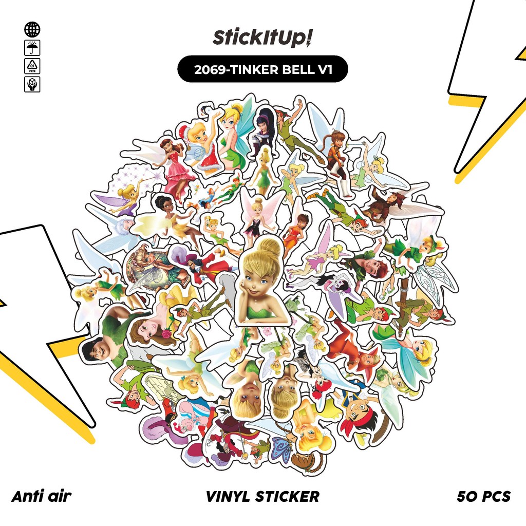 

COD✨ 50 Pcs Stiker Pack TINKER BELL V1 Lucu Aesthetic Vynil Waterproof untuk Freebies Sticker Buku Journal Casing HP Laptop