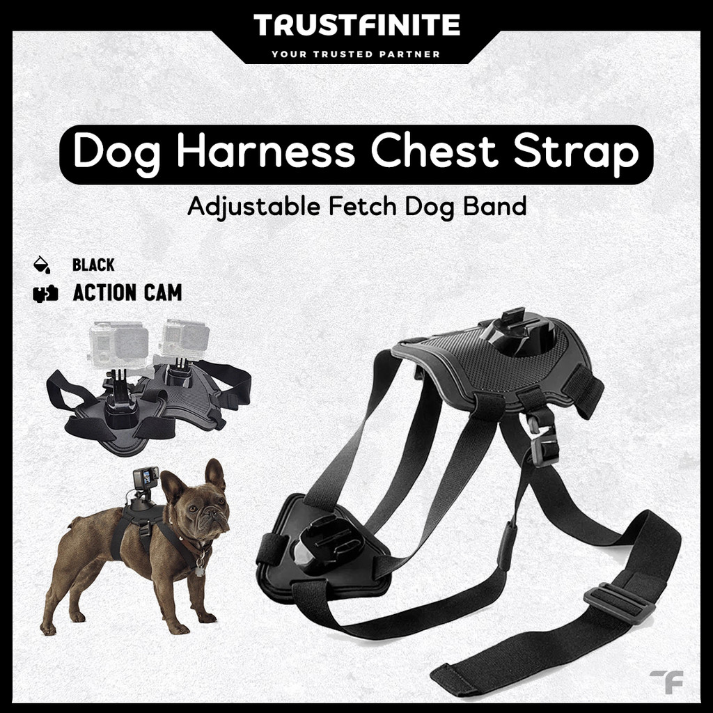 Adjustable Fetch Dog Band / Dog Harness Chest Strap Mount Action Cam GoPro DJI Insta360 Yi Akaso