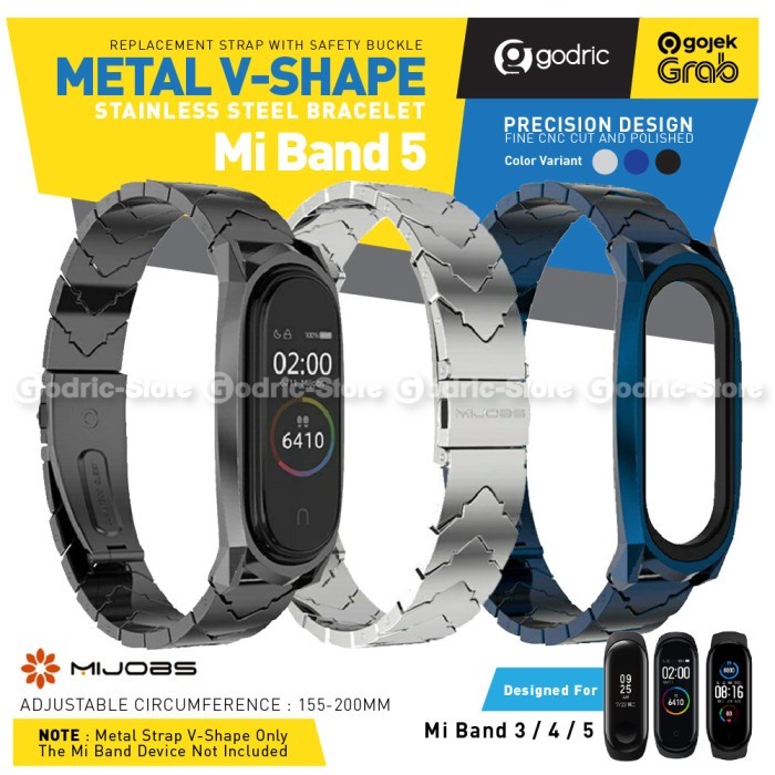 MIJOBS MiBand 5 METAL V SHAPE Stainless Steel Strap for Mi Band 5 4