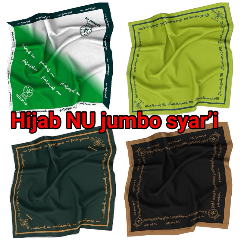(BOSS.hijab)// Hijab segi empat NU jumbo syar’i 130x130cm voal motif muslimat FATAYAT // kerudung Mu