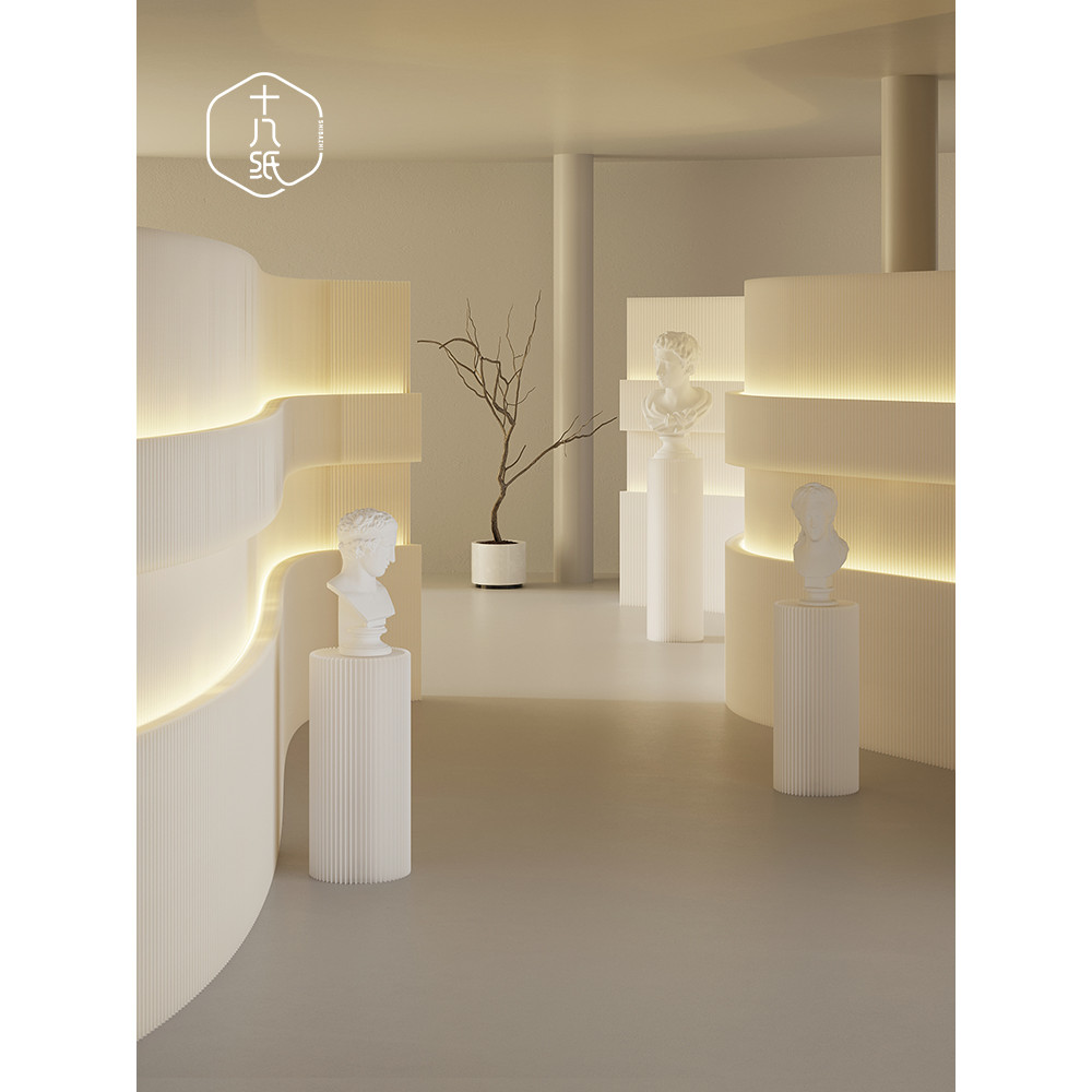 

Eighteen paper partition screens, soft screens, illuminated office, divided space, simple arc design