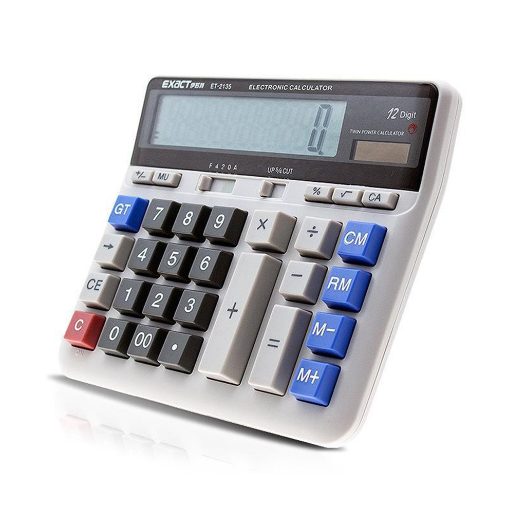 

Large Computer Electronic Calculator Counter Solar & Battery Power 12 Digit Display Multi-functional Big Button for Office