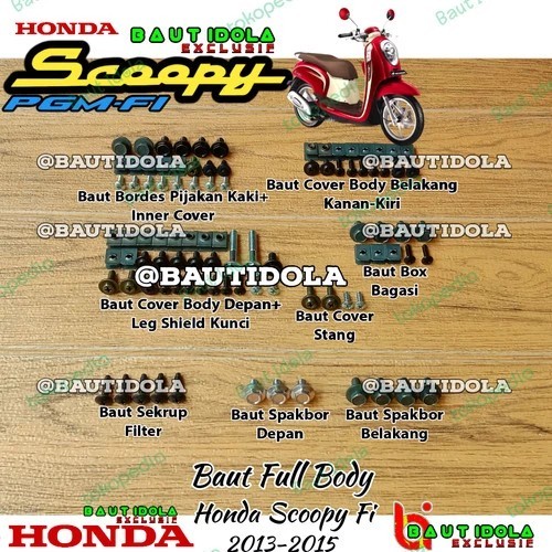 Baut Body Full Set Honda Scoopy Fi 2013-2014 baut full body