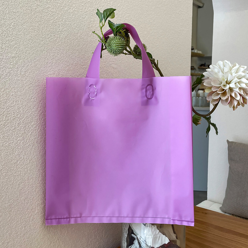 

100pcs Custom Logo matte translucent Shopping Bags With Handle Plastic Gift Bag Print One Color Logo On Double-sided Design