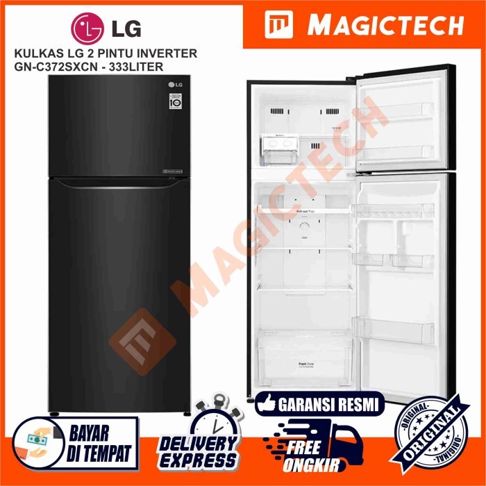 KULKAS LG 2 PINTU GN-C372SXCN INVERTER LINEAR 333L - HITAM