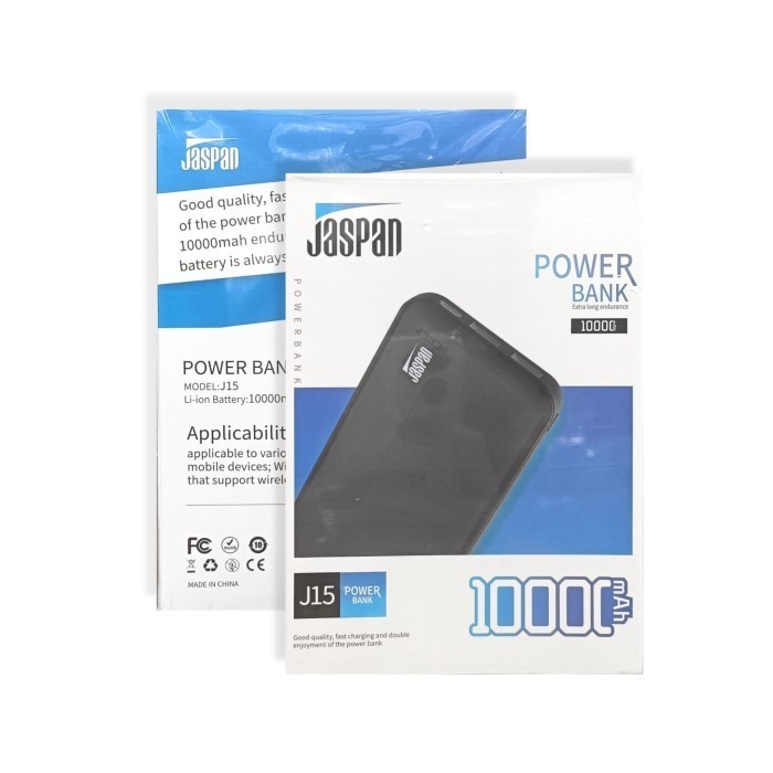 POWER BANK 10000mAh JASPAN J15 Real Capacity Untuk Hp & Tablet