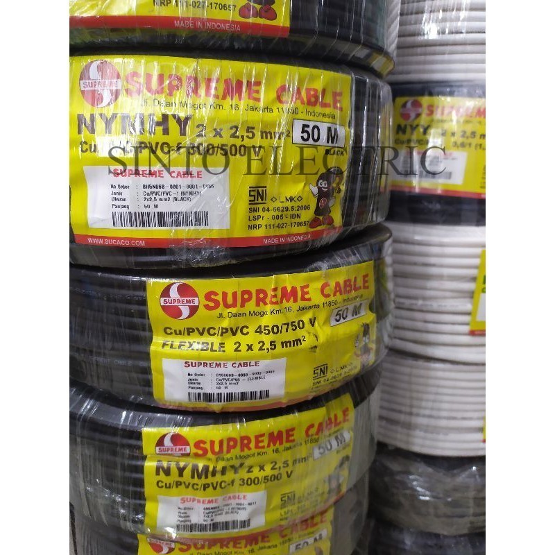SUPREME Kabel NYMHY 2 x 2.5 Kabel Serabut @50m bisa INSTANT