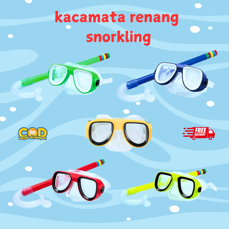 Snorkeling Mask Anak / Kacamata Menyelam Anak Remaja Snorkel Diving Mask Peralatan Selam Lensa Jerni