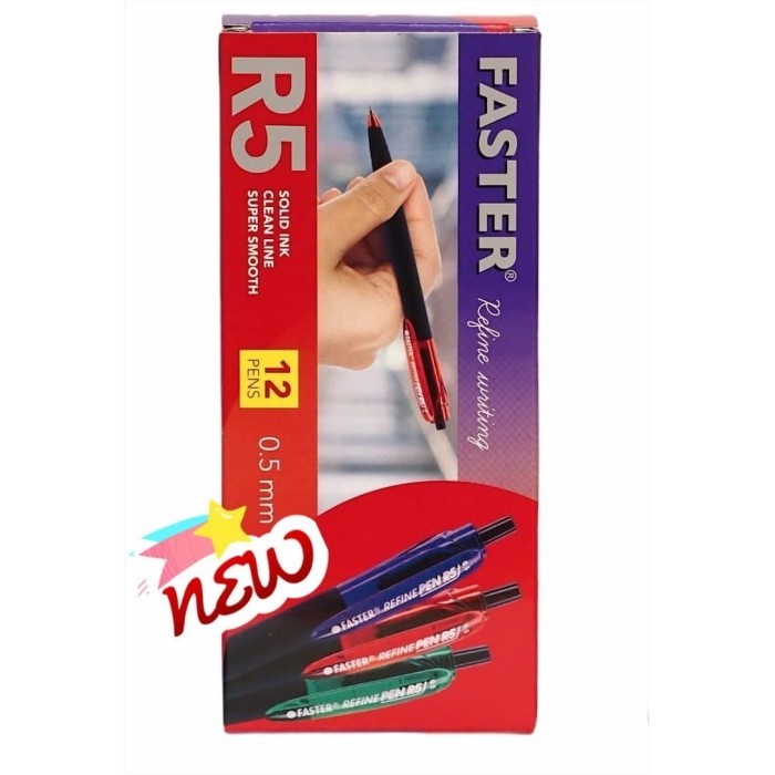 

[New] Ballpoint /Pulpen Faster R5, 0.5mm isi 12 pcs - Black