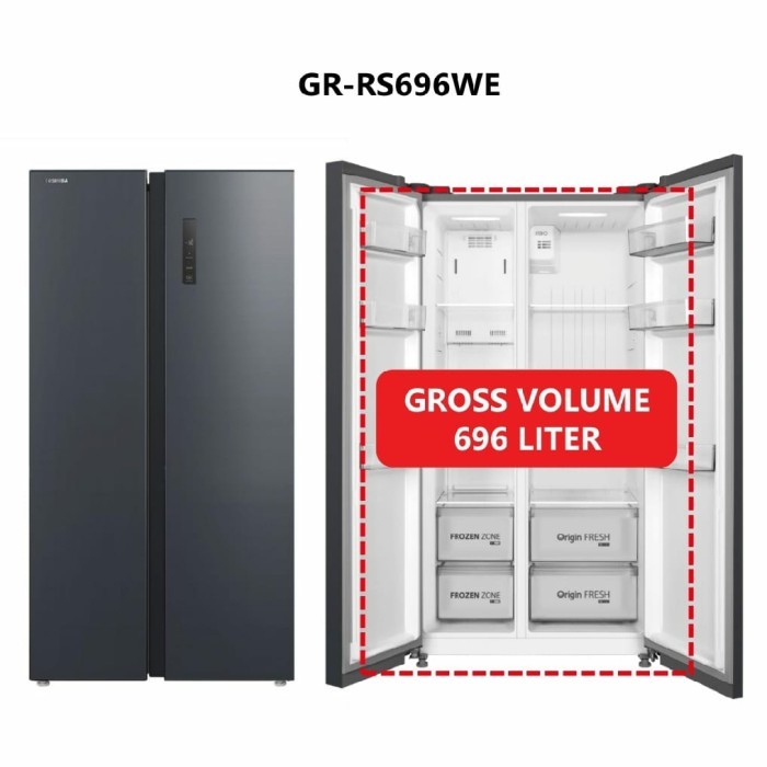 kulkas Side by side TOSHIBA 530L GR-RS682WE