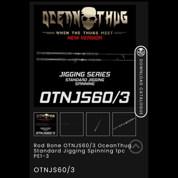 Bone NEW OCEAN THUG JIGGING SERIES Spinning & Overhead Rod - New Version Fuji Guide Spin & OH - 60/3