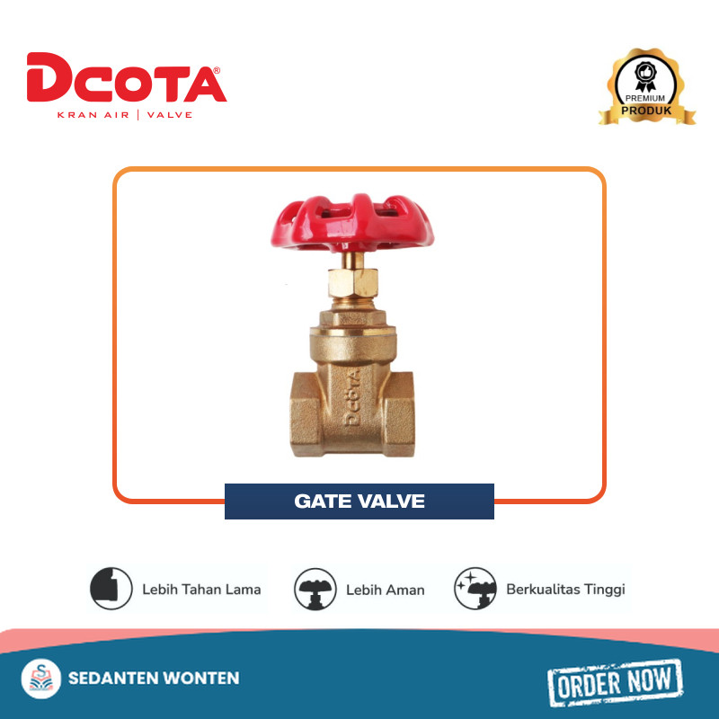 Dcota Gate Valve 1" Dcota Brass Valve Kuningan Katup Keran Stop Kran Pipa Besi Drat Dalam
