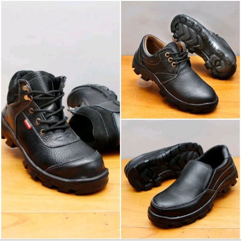 Sepatu safety Boot Kulit Asli Spbu Pertamina