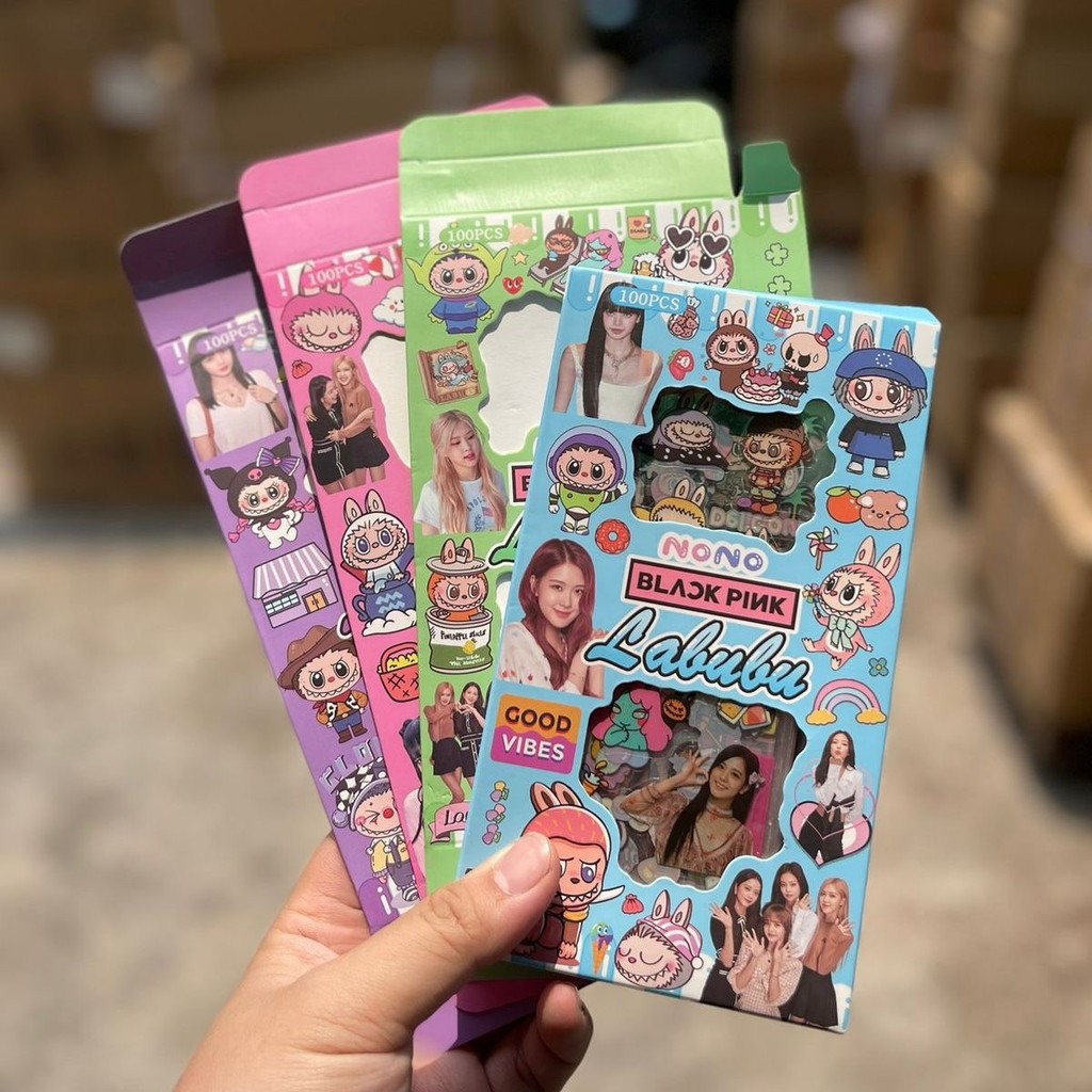 

STICKER LABUBU X BL4CKPINK ISI 100 LEMBAR tempelan bergambar karakter lucu cfc