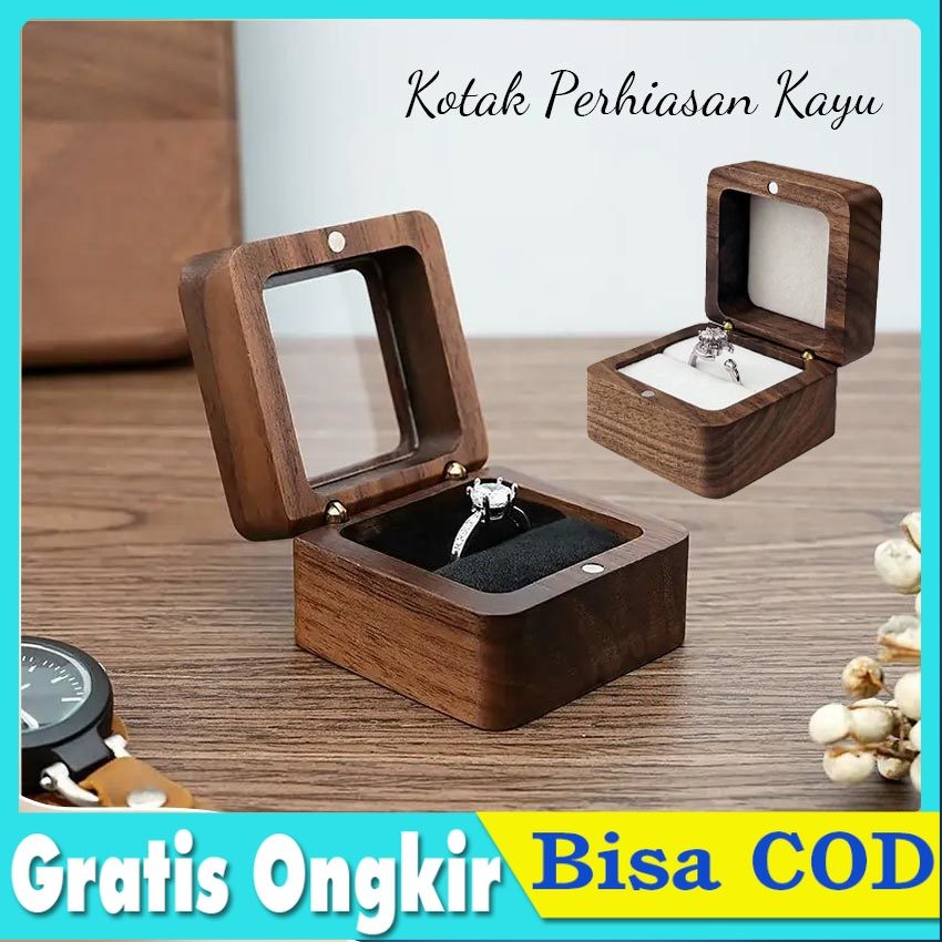 Kotak Cincin Kayu Kalung Seserahan Pernikahan Ring Box Jewelry Hantaran Seserahan Lamaran Tempat Cin