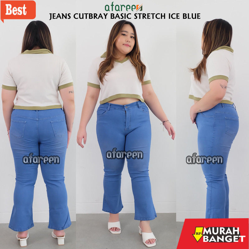 celana cutbray wanita terbaru AFAREEN - Jeans Cutbray Polos Jumbo Celana Panjang Jeans Cutbray Plus 