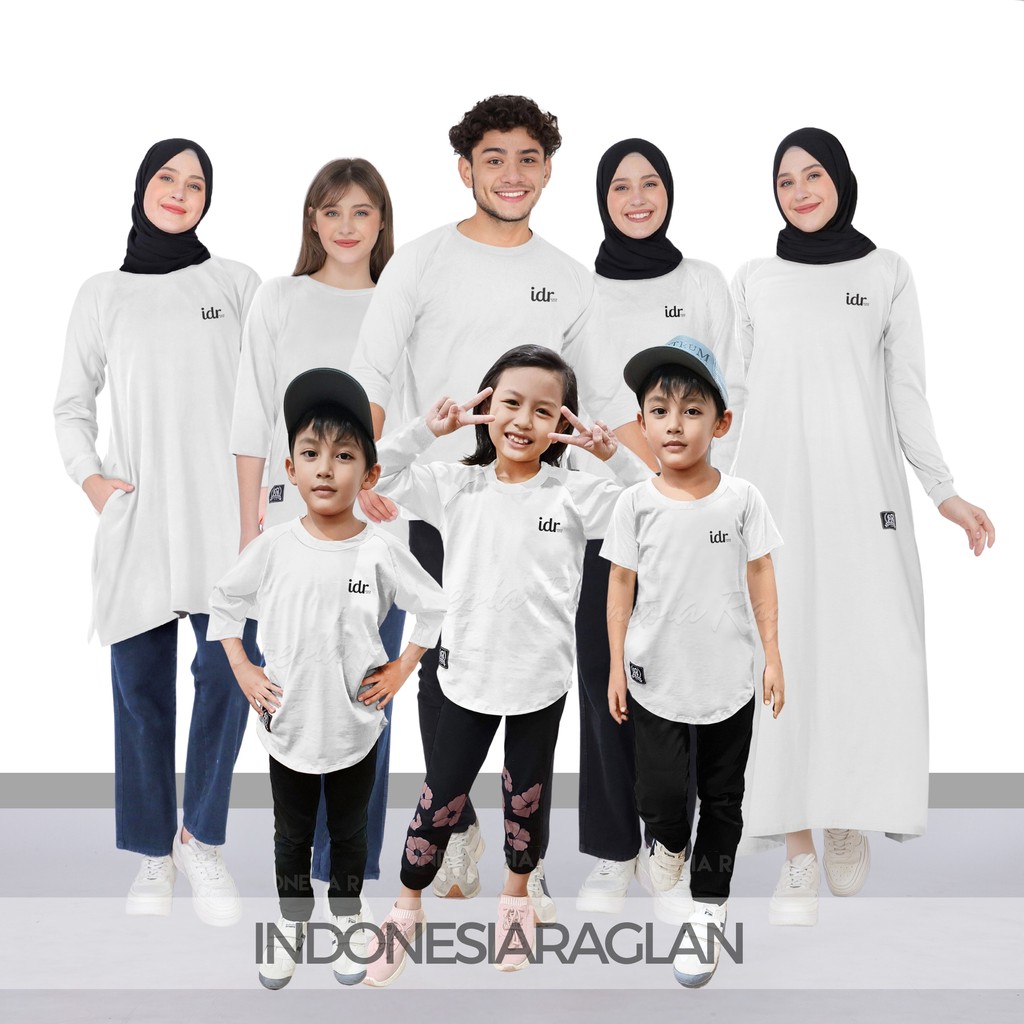 Indonesia Raglan Warna Putih Kaos Family Set Keluarga, Couple, Satuan Semua Model Oversize