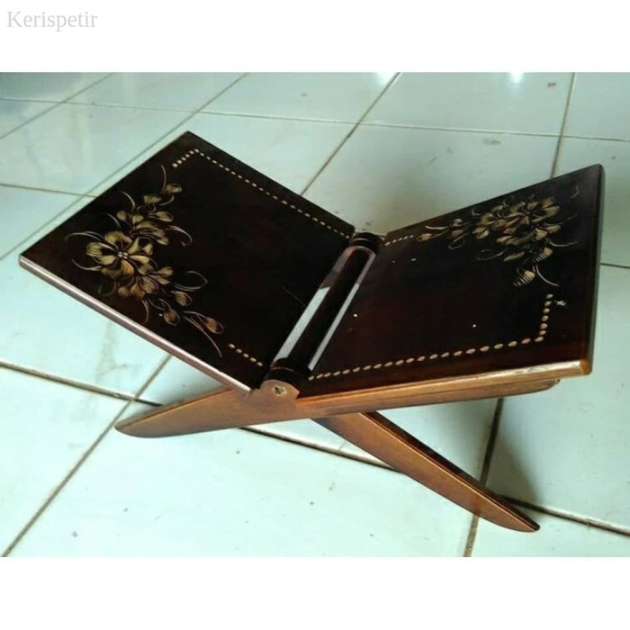 

Rekal Meja Lipat Al Quran Kayu Jati Ukir Motif Bunga murah laris